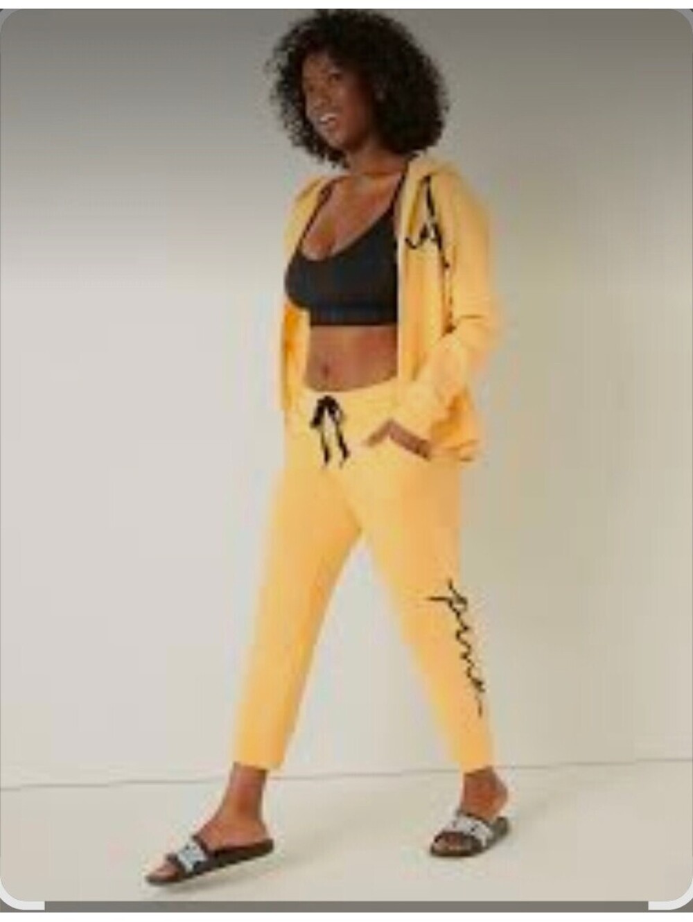 Victoria's Secret Pink Yellow Zip-Up Hoodie Sweatshirt sz Small